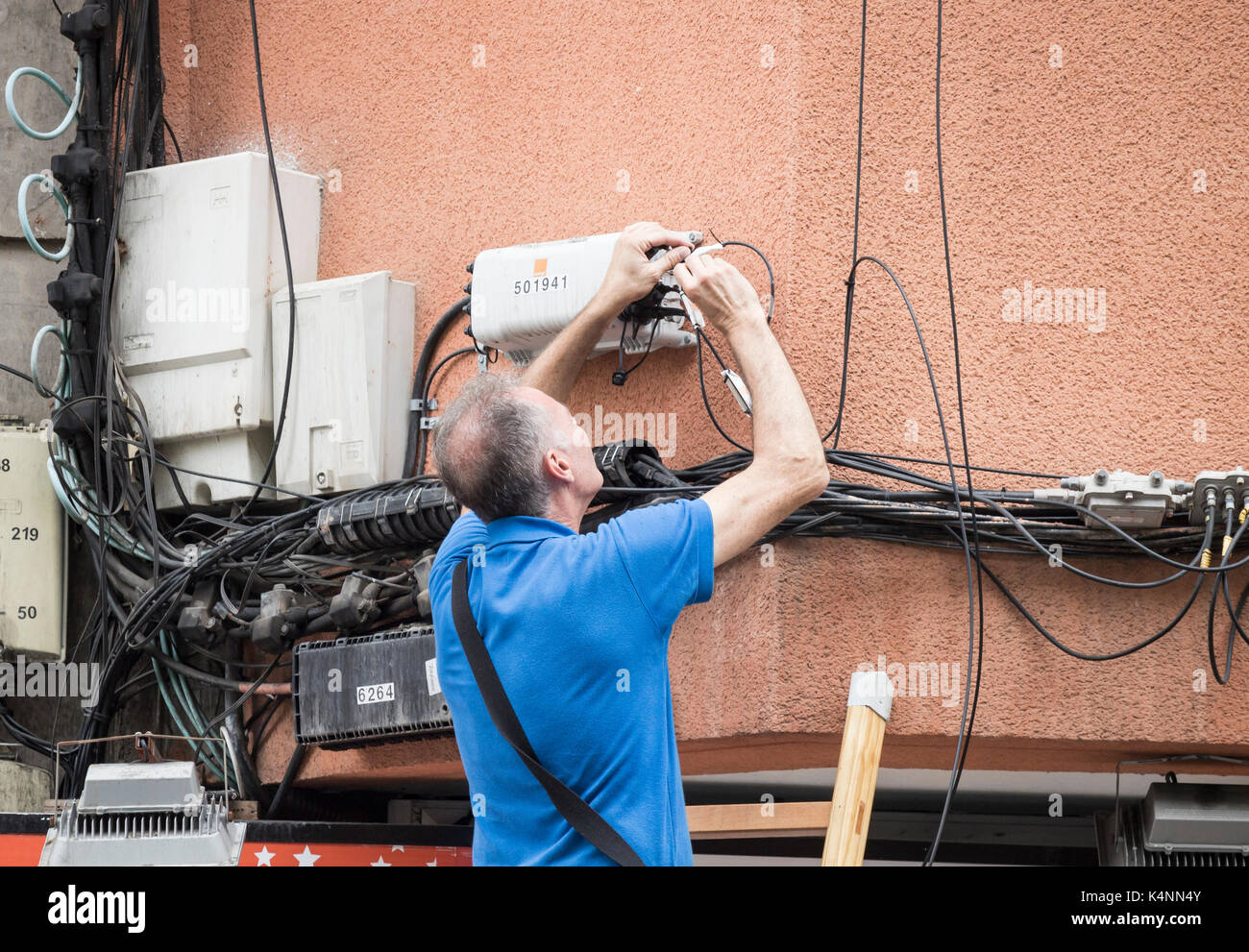 Telephone engineer in Spain Stock Photo