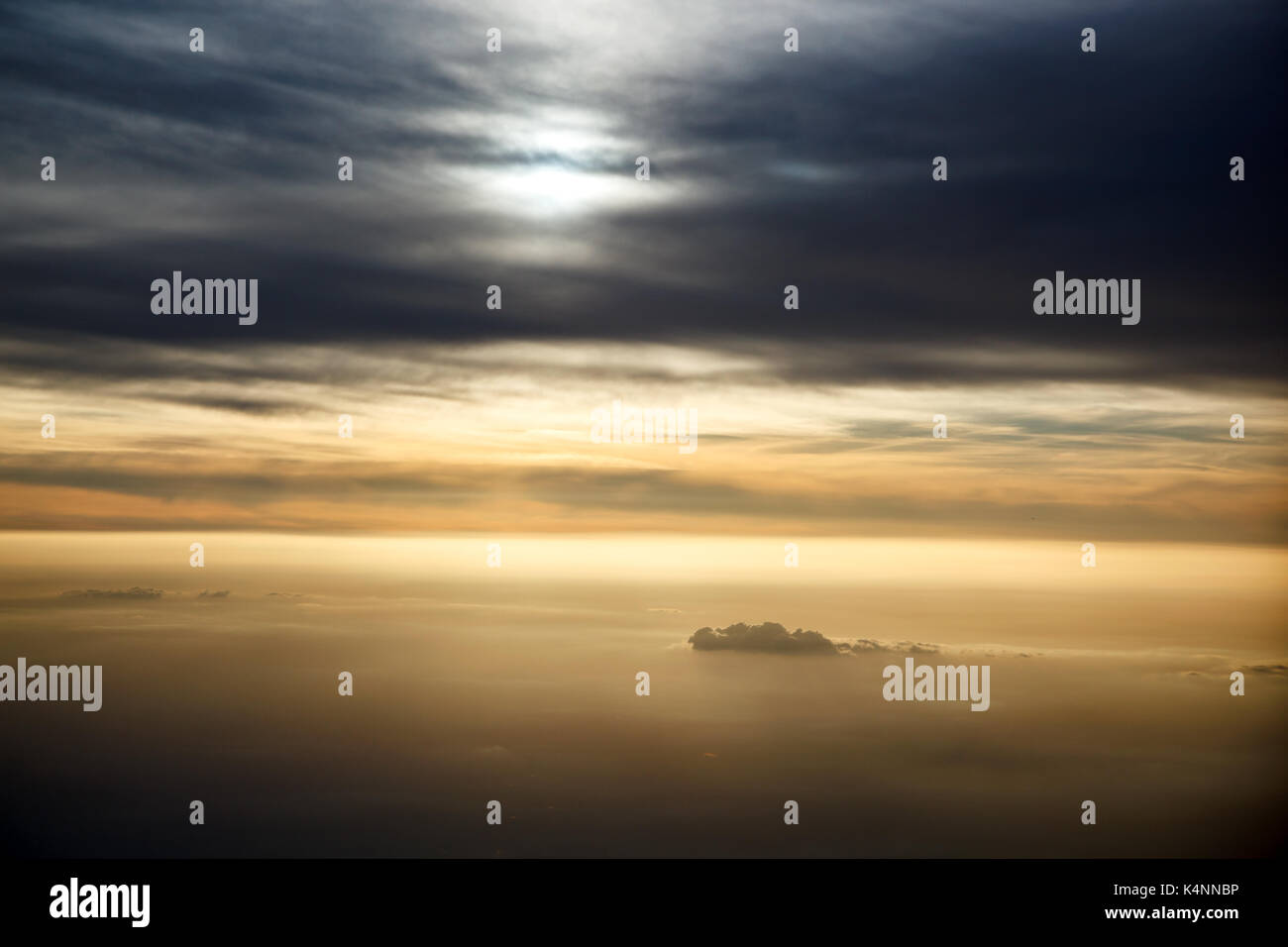Amazing cloudy sky view from plane window Stock Photo
