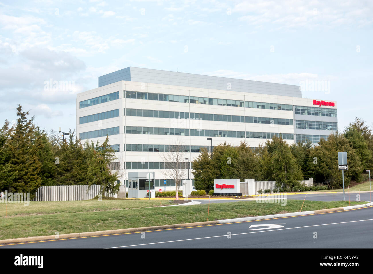 Sterling, VA, USA - March 27, 2017: Raytheon office building in Sterling Virginia. Raytheon is a U.S. Defense Contractor. Stock Photo