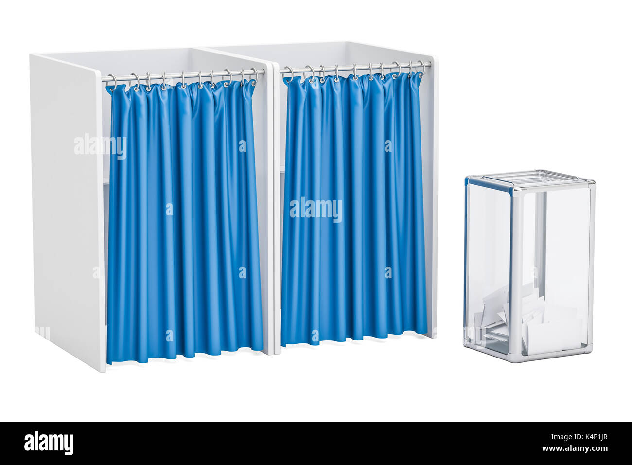 Election ballot box with polling booths, 3D rendering isolated on white ...