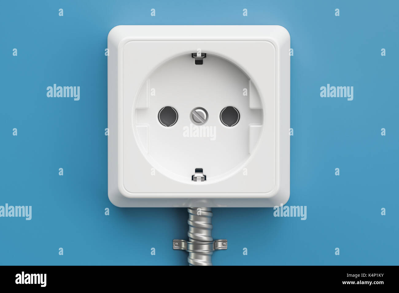 electrical outlet on the blue wall, 3D rendering Stock Photo Alamy