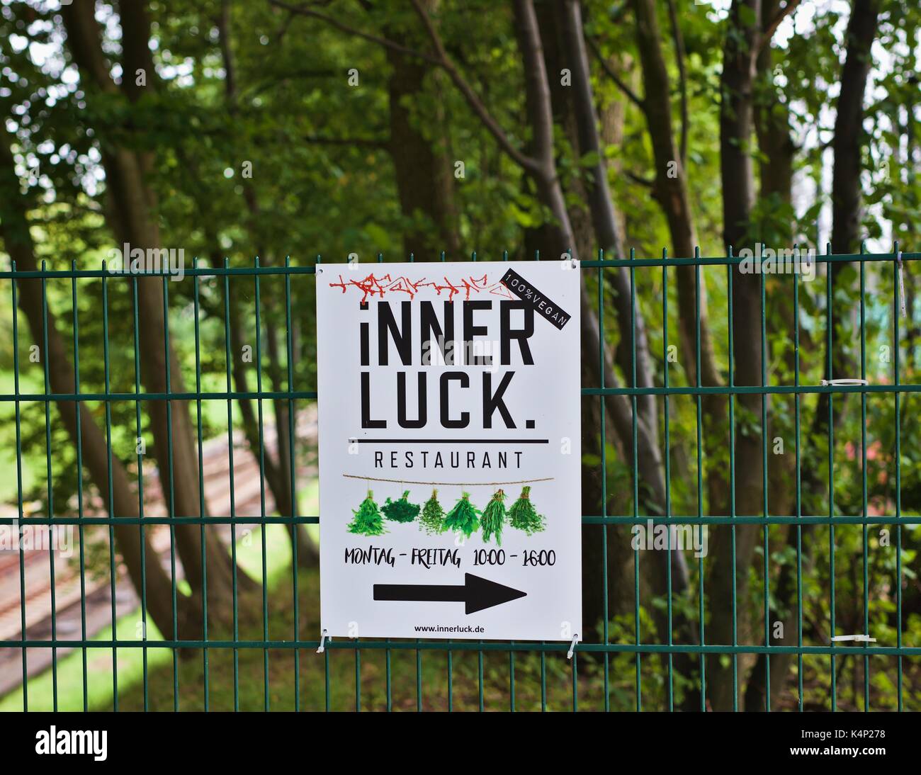 Inner Luck Sign with directions to restaurant