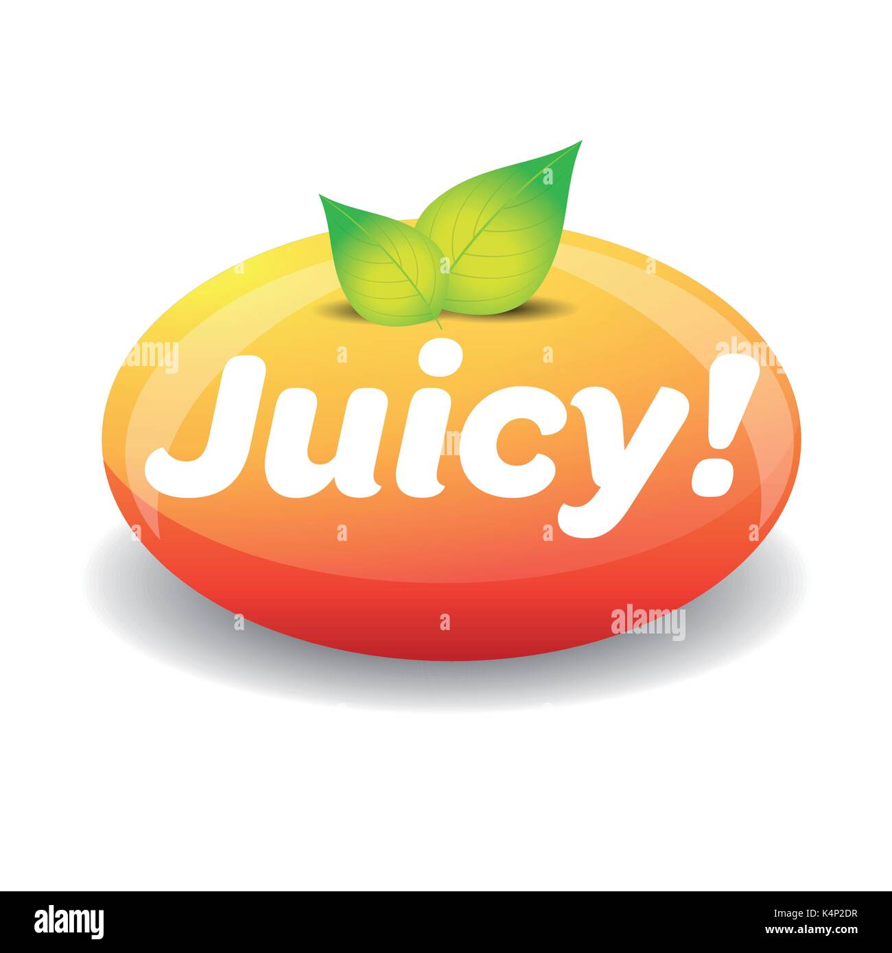 Juicy sign vector label with leaves Stock Vector