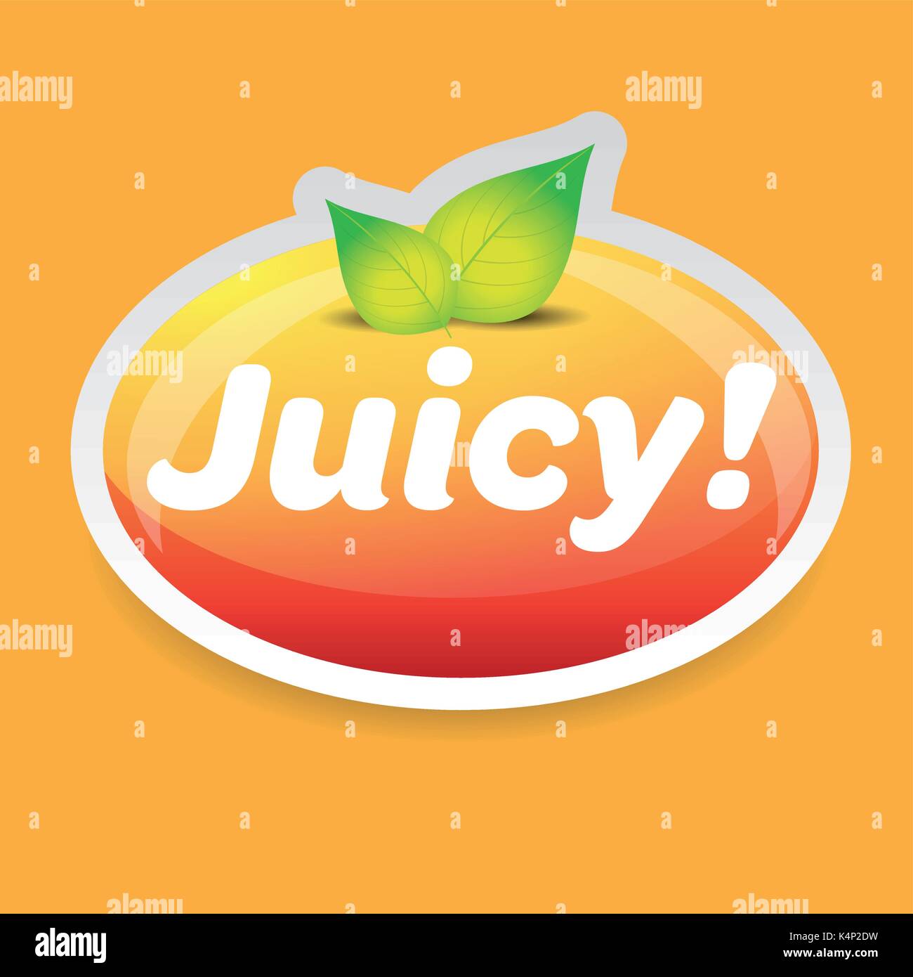 Juicy sign vector label with leaves Stock Vector