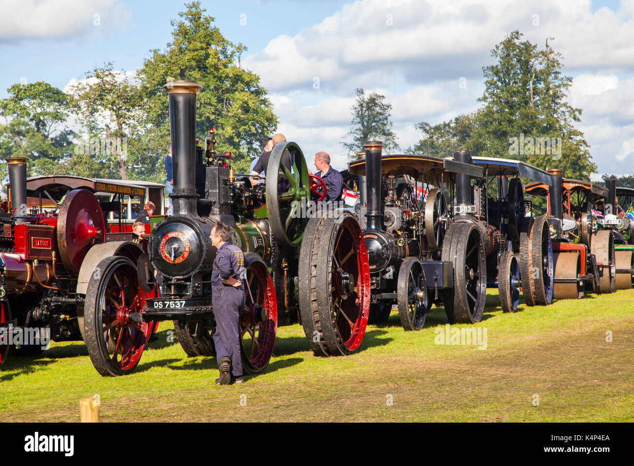 Vintage steam traction engine and steam roller rally at Astle park Chelford in Cheshire Stock Photo