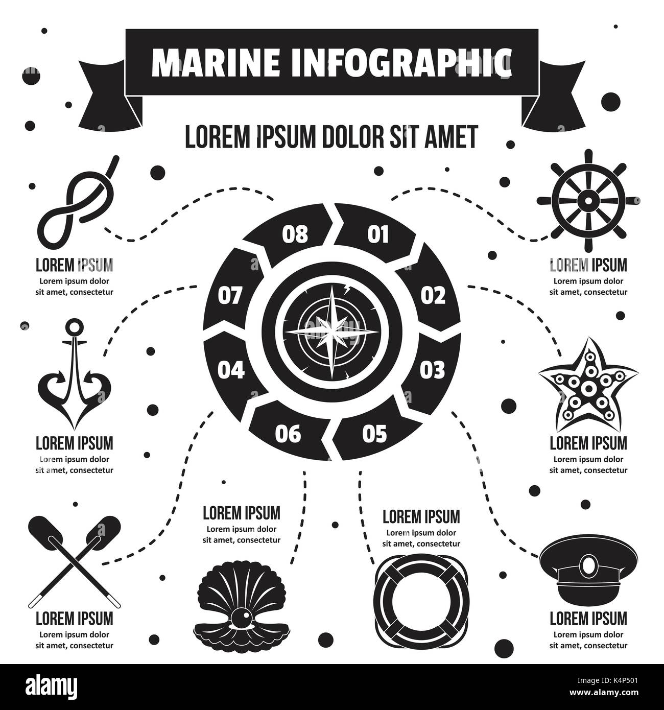 Marine infographic concept, simple style Stock Vector