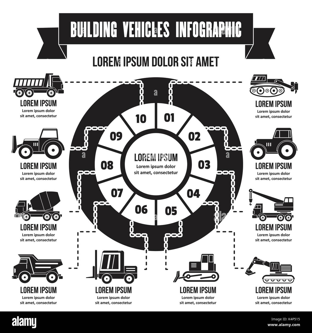 Building vehicles infographic, simple style Stock Vector