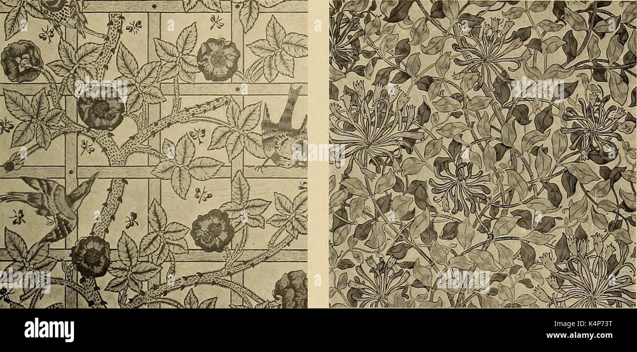 Decorative textiles; an illustrated book on coverings for furniture, walls and floors, including damasks, brocades and velvets, tapestries, laces, embroideries, chintzes, cretonnes, drapery and furniture trimmings, wall papers, Stock Photo