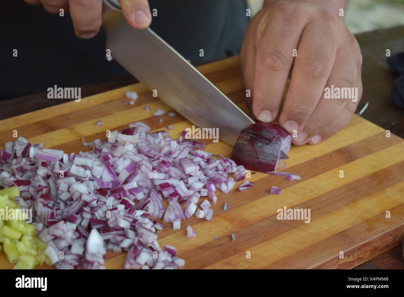 Hands cutting onion chopping close hi-res stock photography and images ...