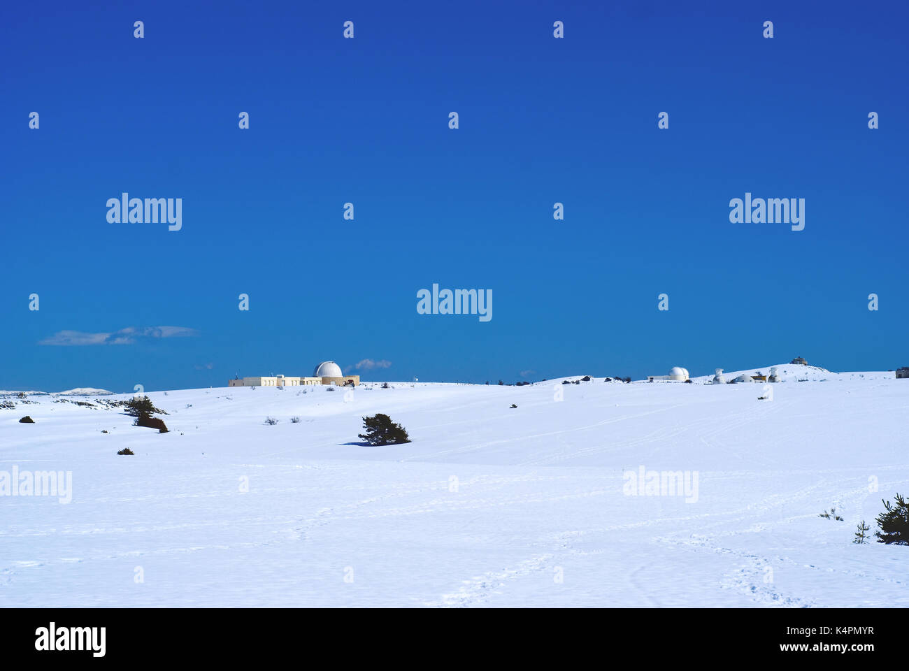 Observatory site of Calern by a sunny day in winter (french riviera). Stock Photo