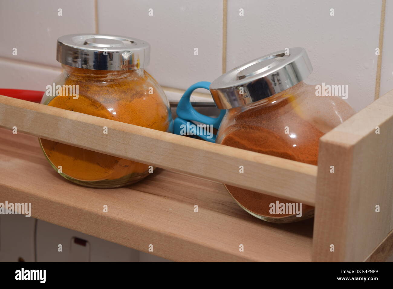 Condiments in glass jars Stock Photo Alamy