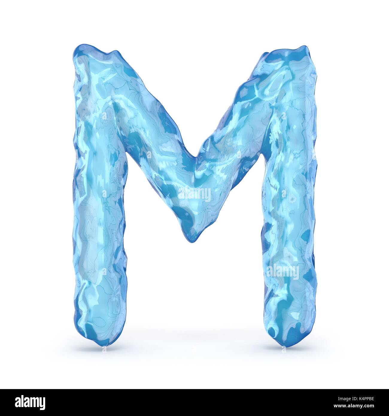 Ice font letter M 3D render illustration isolated on white background Stock Photo