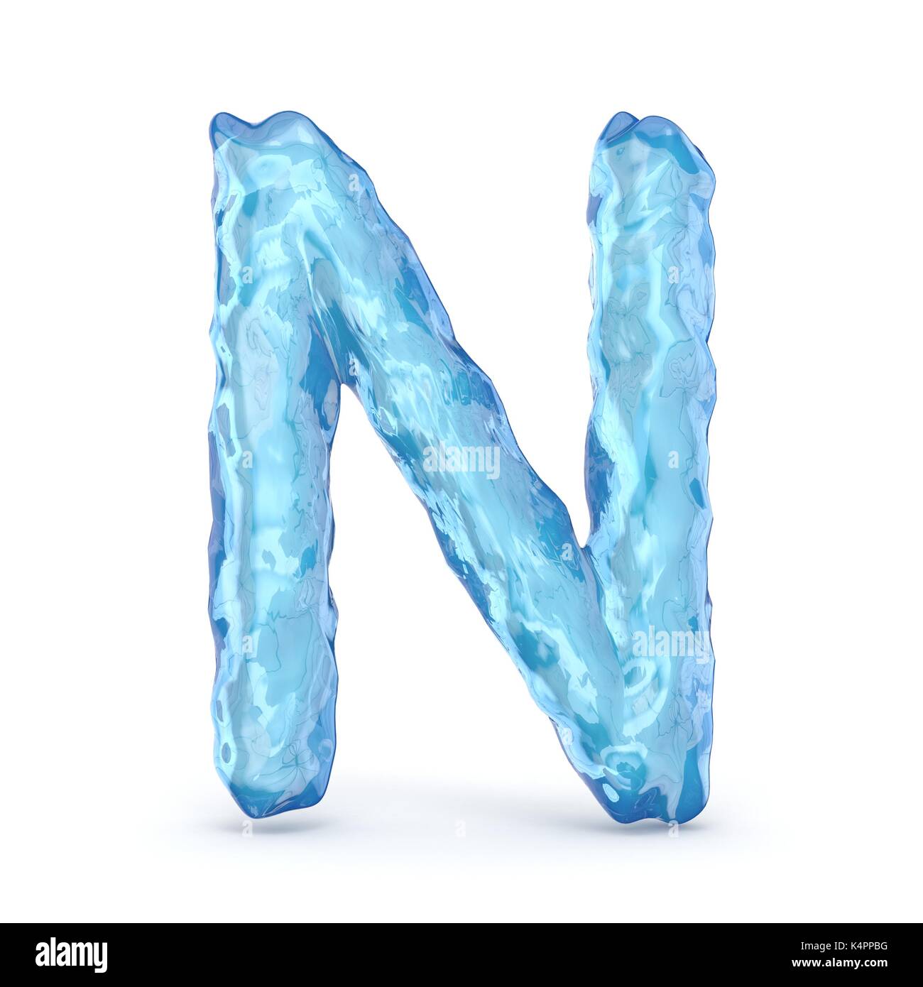 Ice font letter N 3D render illustration isolated on white background Stock Photo