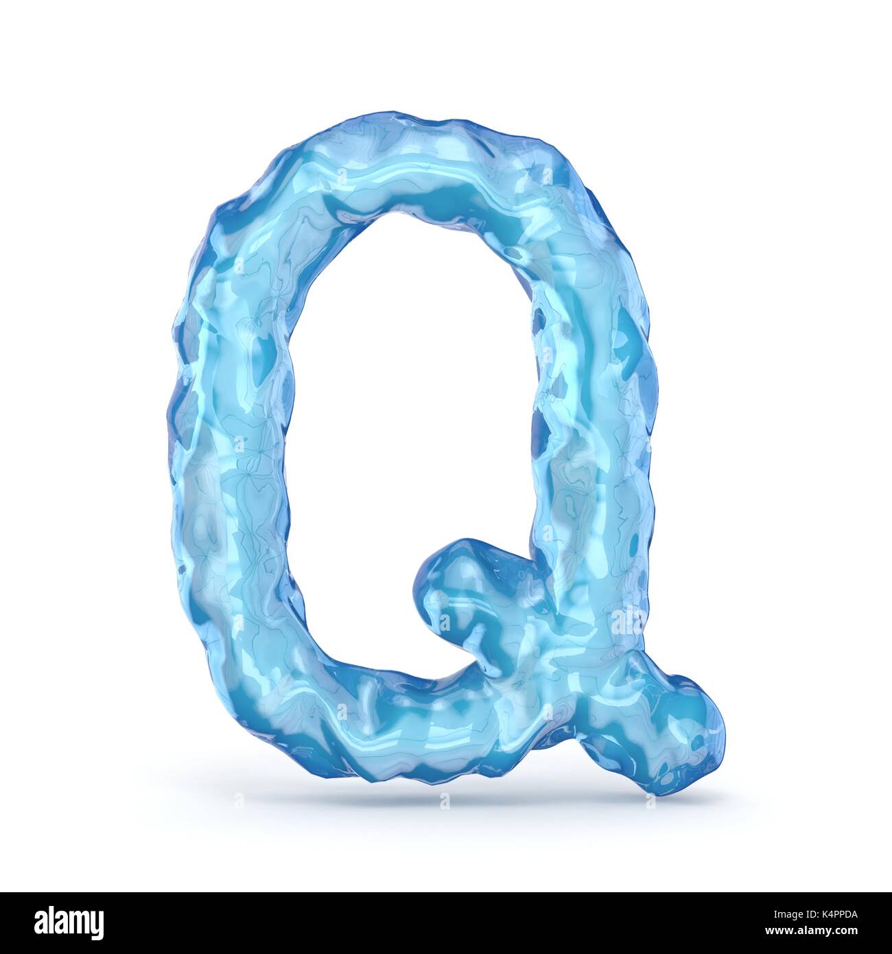 Ice font letter Q 3D render illustration isolated on white background Stock Photo