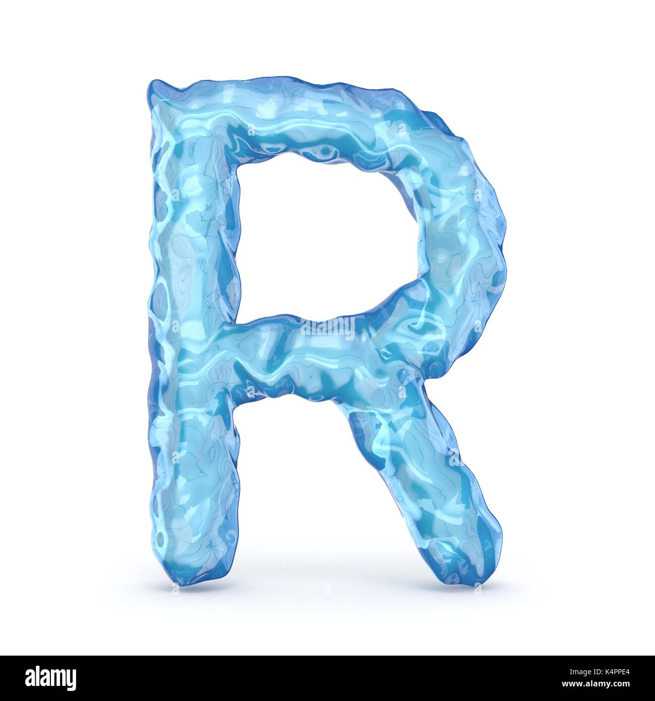 Ice font letter R 3D render illustration isolated on white background Stock Photo