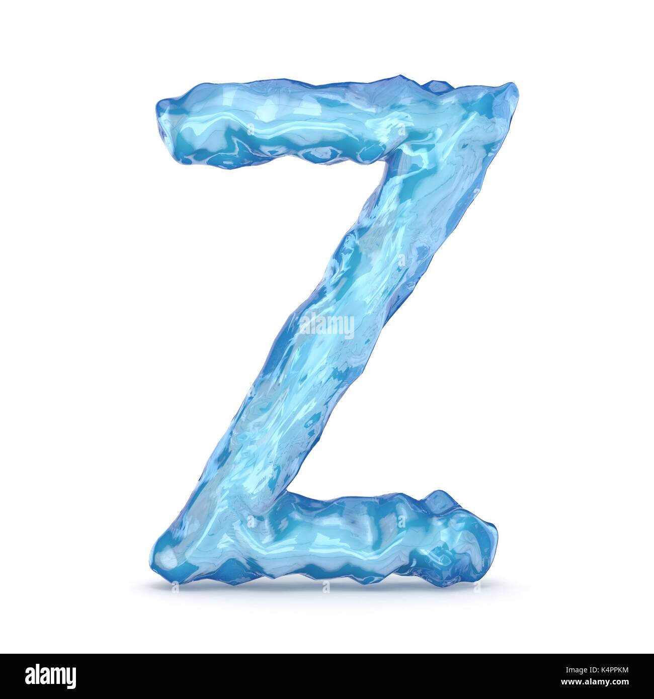 Ice font letter Z 3D render illustration isolated on white background Stock Photo