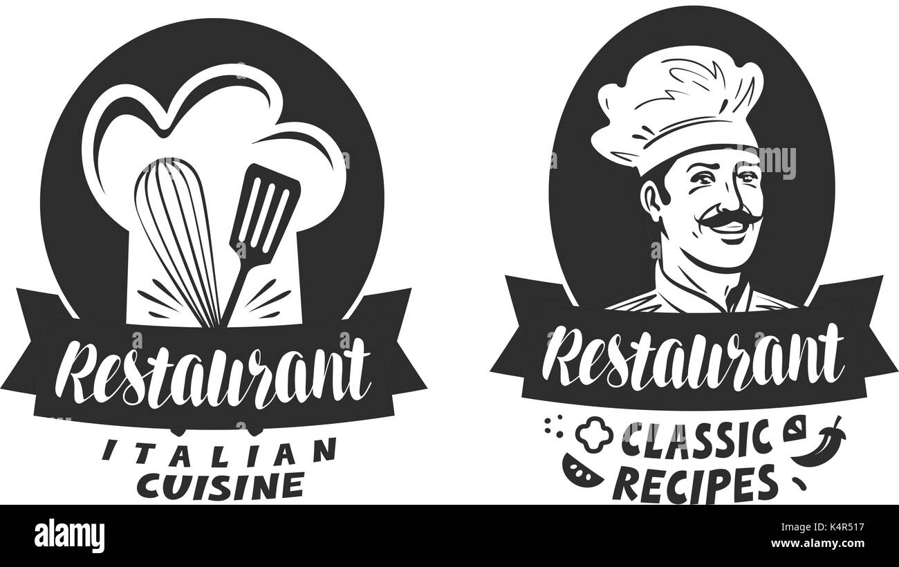 Logo of restaurant. Eatery, diner, bistro label. Lettering vector illustration Stock Vector