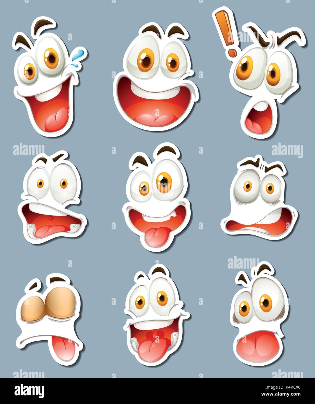 Sticker design for facial expressions illustration Stock Vector