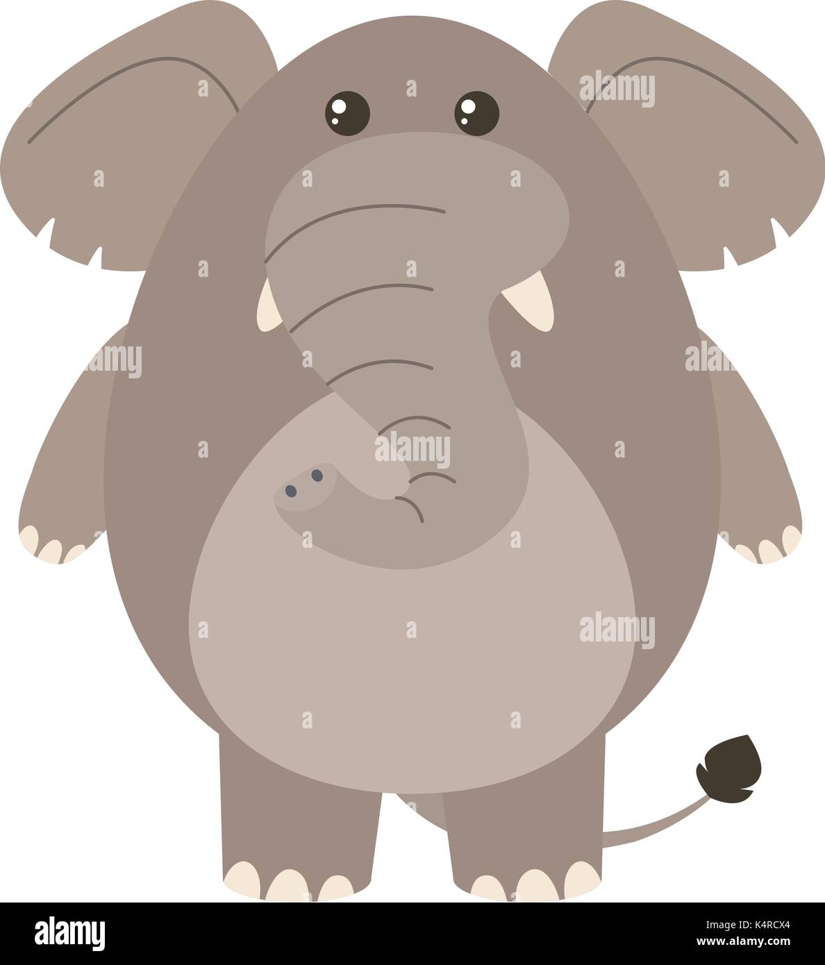 Gray elephant on white background illustration Stock Vector