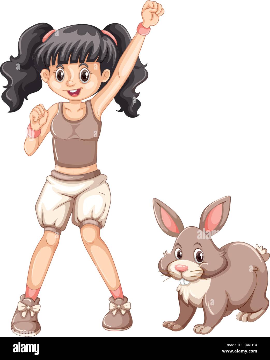 Cute girl and little bunny illustration Stock Vector Image & Art - Alamy