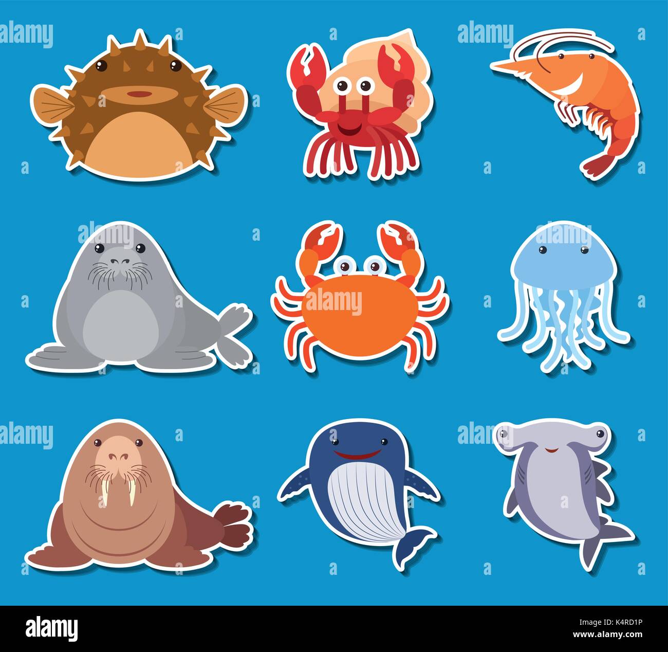 Sticker design for sea animals illustration Stock Vector Image & Art ...