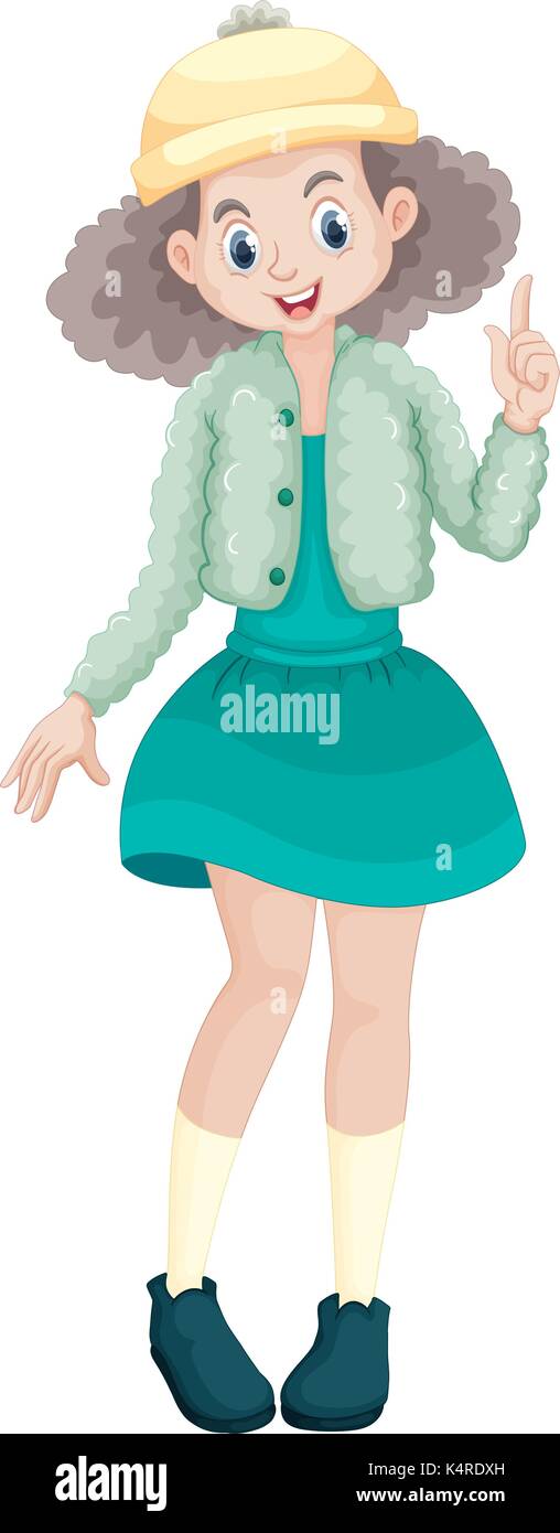 LIttle girl in blue dress illustration Stock Vector Image & Art - Alamy