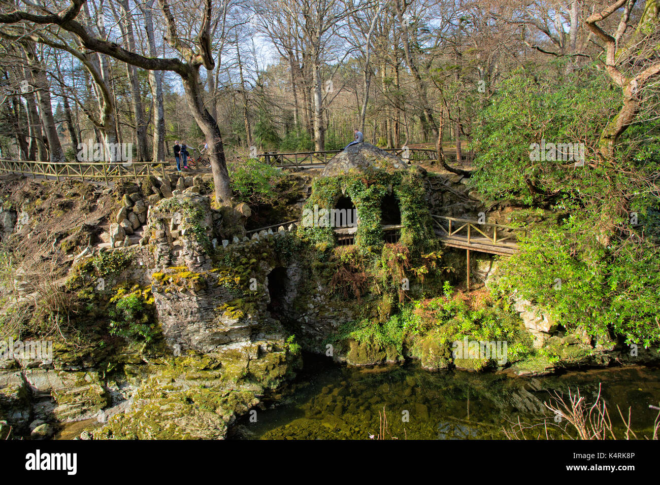 The Hermitage and Shimna river in Tollymore Forest Park in Castlewellan, Newcastle County Down Northern Ireland Stock Photo