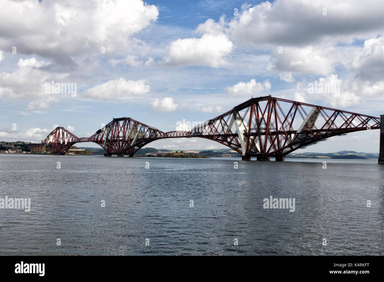 The Forth Rail Cantilever Bridge running across the Firth of Forth is an iconic structure connecting North and South Queensferry Edinburgh Scotland Stock Photo