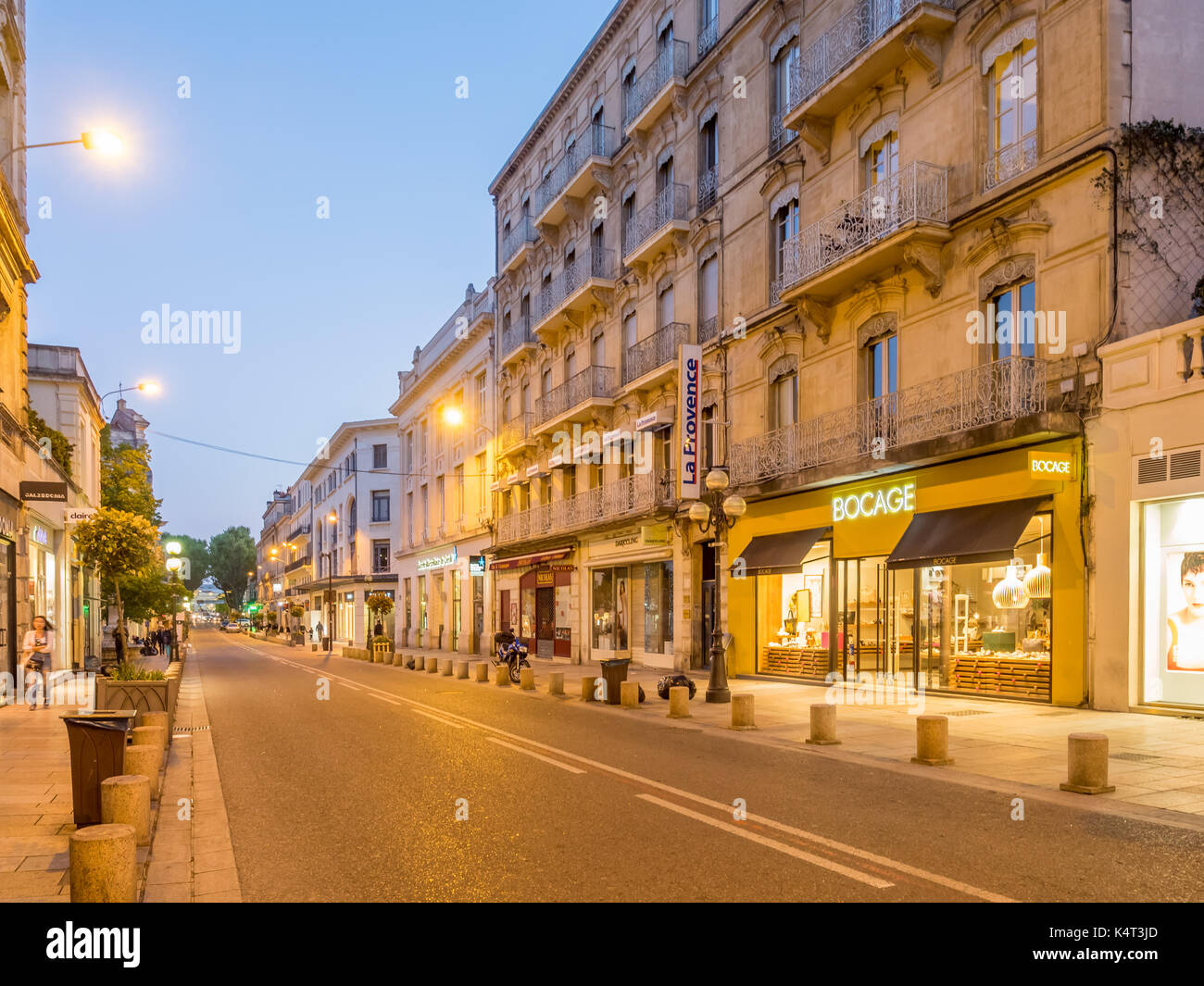 AVIGNON - APRIL 12 : Scene along road in Avignon, France under twilight ...