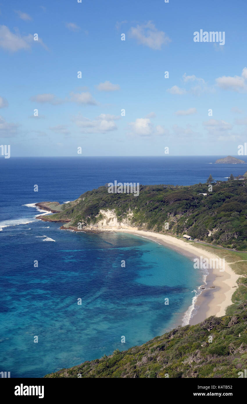 Ned's Beach from halfway up Malabar, Lord Howe Island, NSW, Australia. Stock Photo
