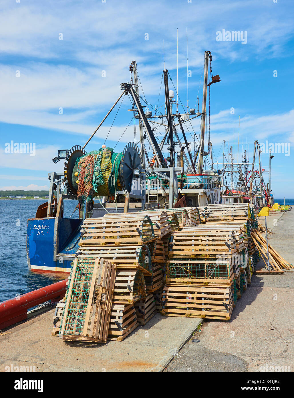 Lobster pots and fishing trawlers, Port au Choix on the Gulf of St