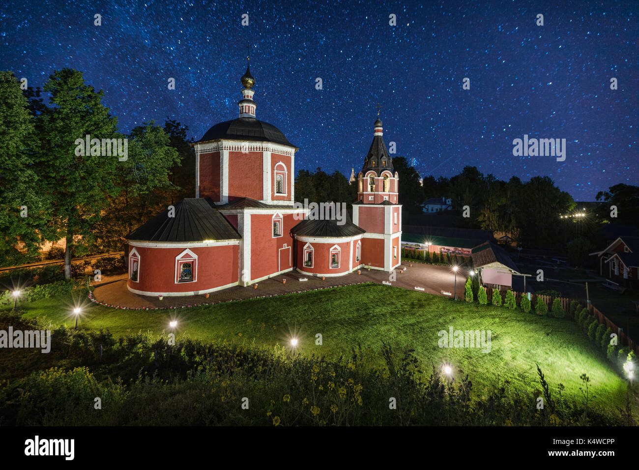 Uspenskaya church at starlight night in Suzdal, Vladimir oblast, Russia Stock Photo