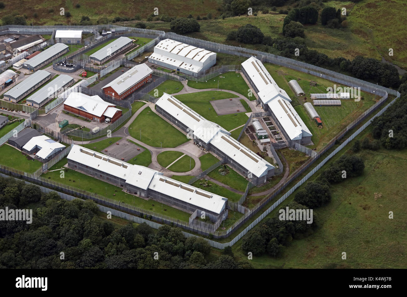 aerial view of HMP Buckley Hall Prison near Rochdale, Lancashire, UK Stock Photo