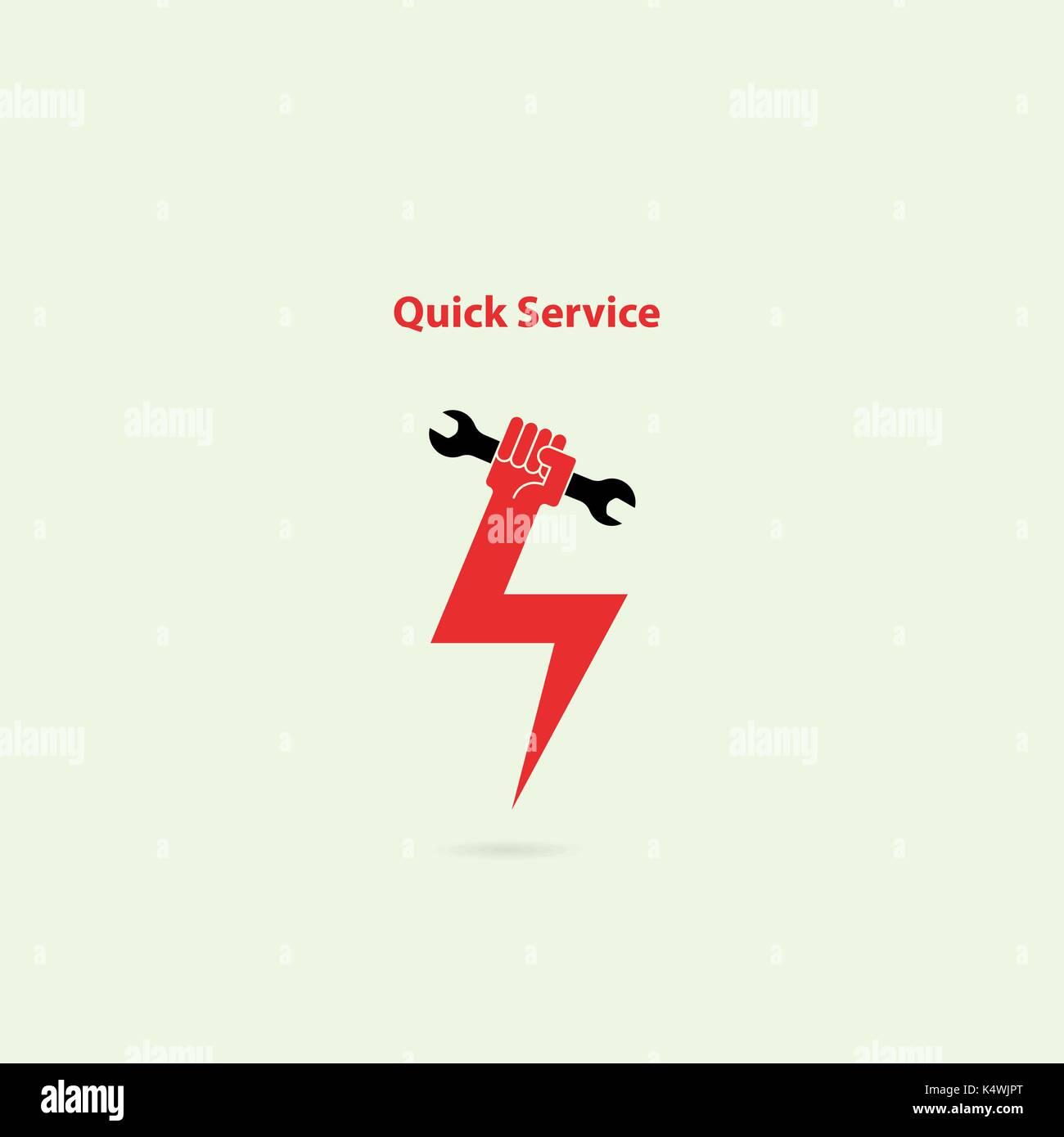 Human hand flash icon and wrench vector logo design template.Service tool icon.Quick fast flash repair sign.Quick Repairing concept.Maintenance and te Stock Vector