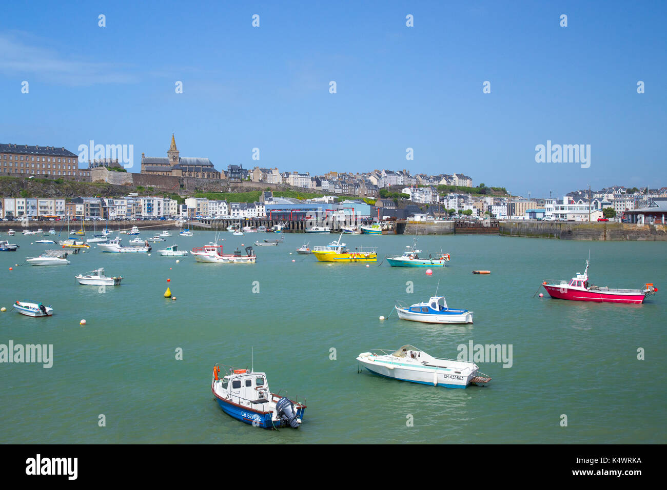 France, Manche (50), Cotentin, Granville, l'avant port à marée haute