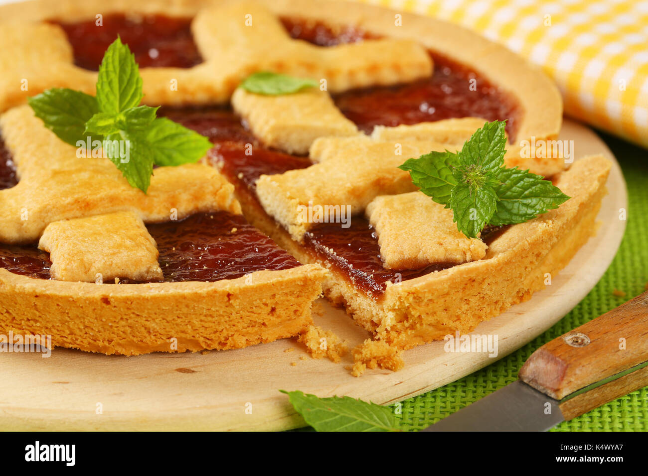 close up strawberry jam tart with lattice on top Stock Photo Alamy