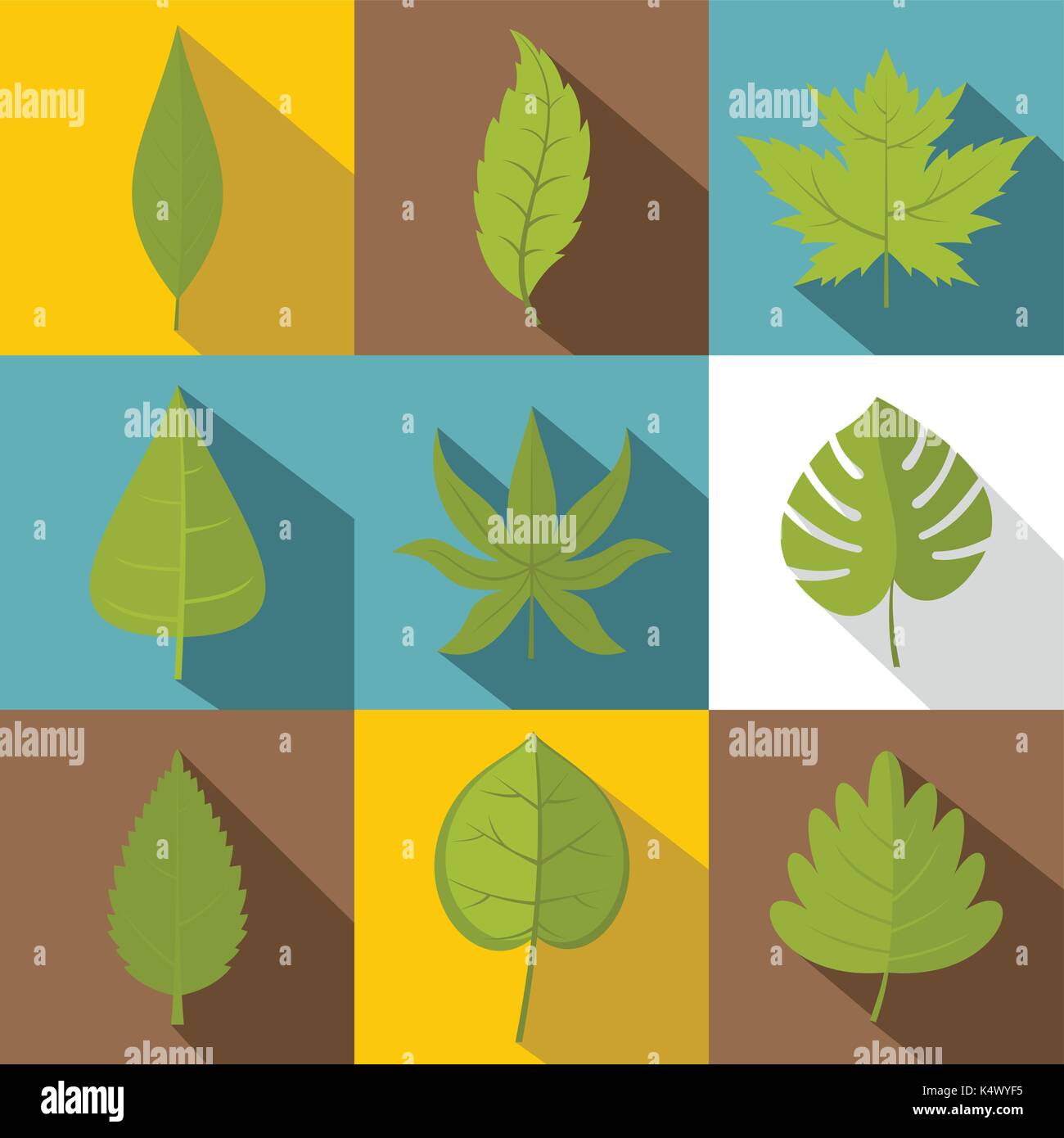 Green leaf icon set, flat style Stock Vector Image & Art - Alamy