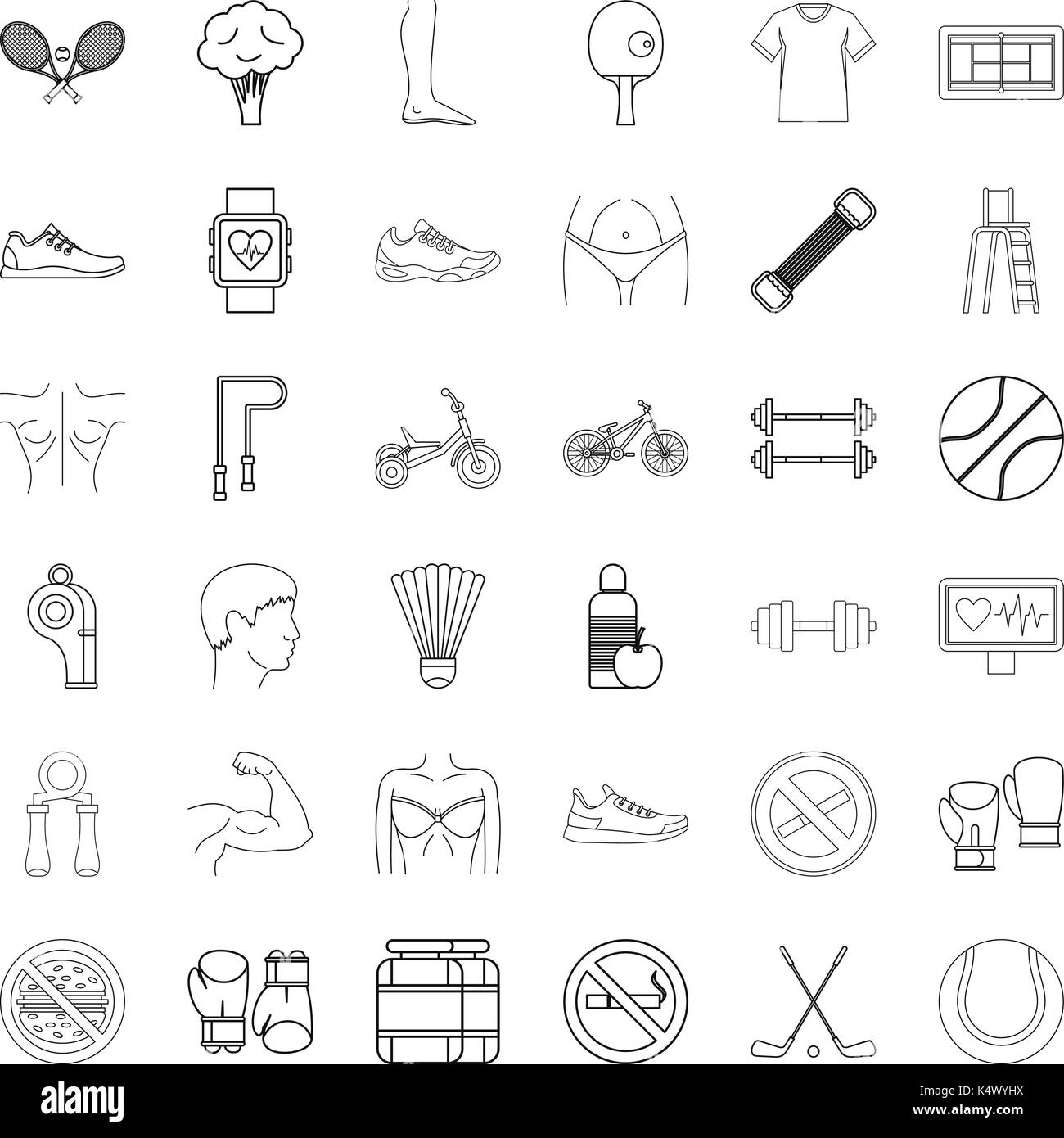 Hockey icons set, outline style Stock Vector Image & Art - Alamy
