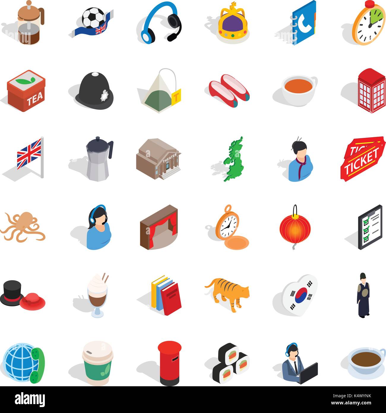 Press icons set, isometric style Stock Vector