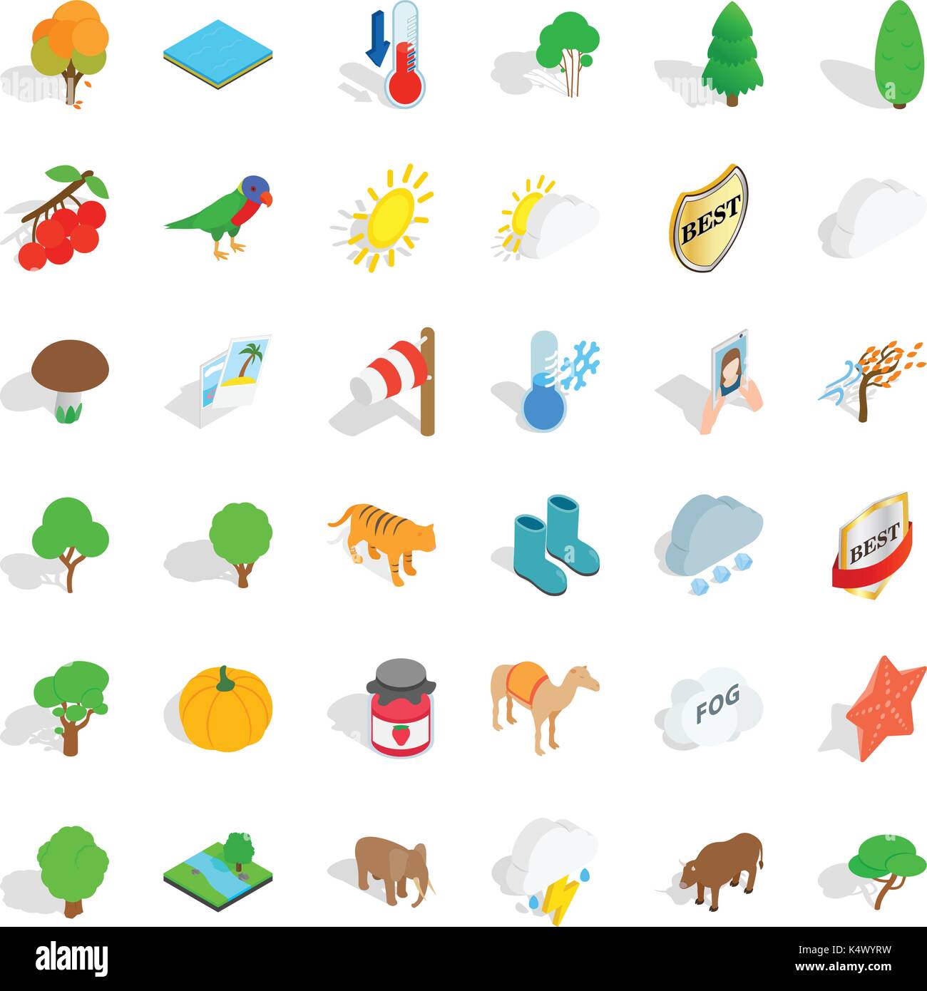 Elephant icons set, isometric style Stock Vector