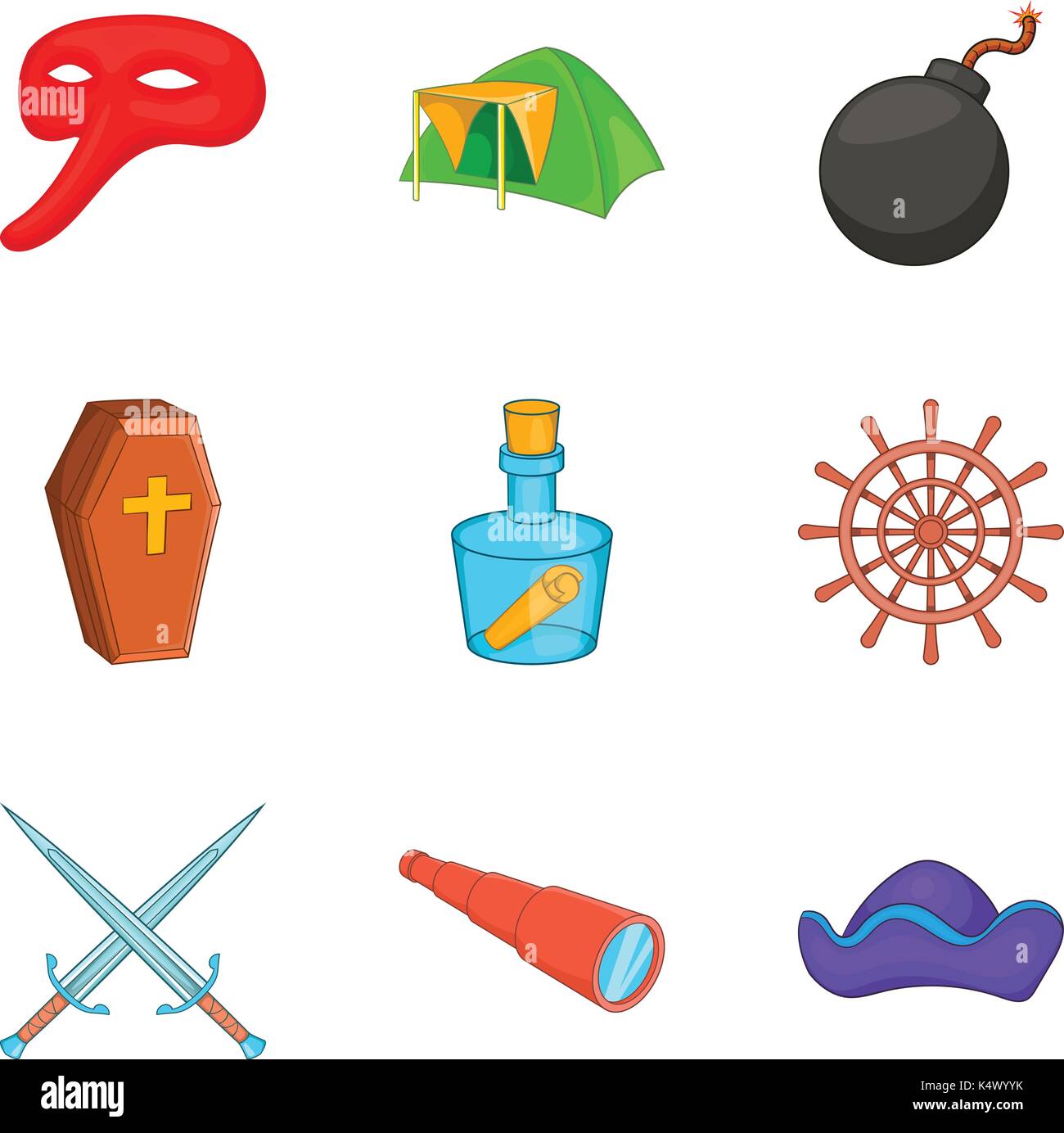 Archaeology icons set, cartoon style Stock Vector