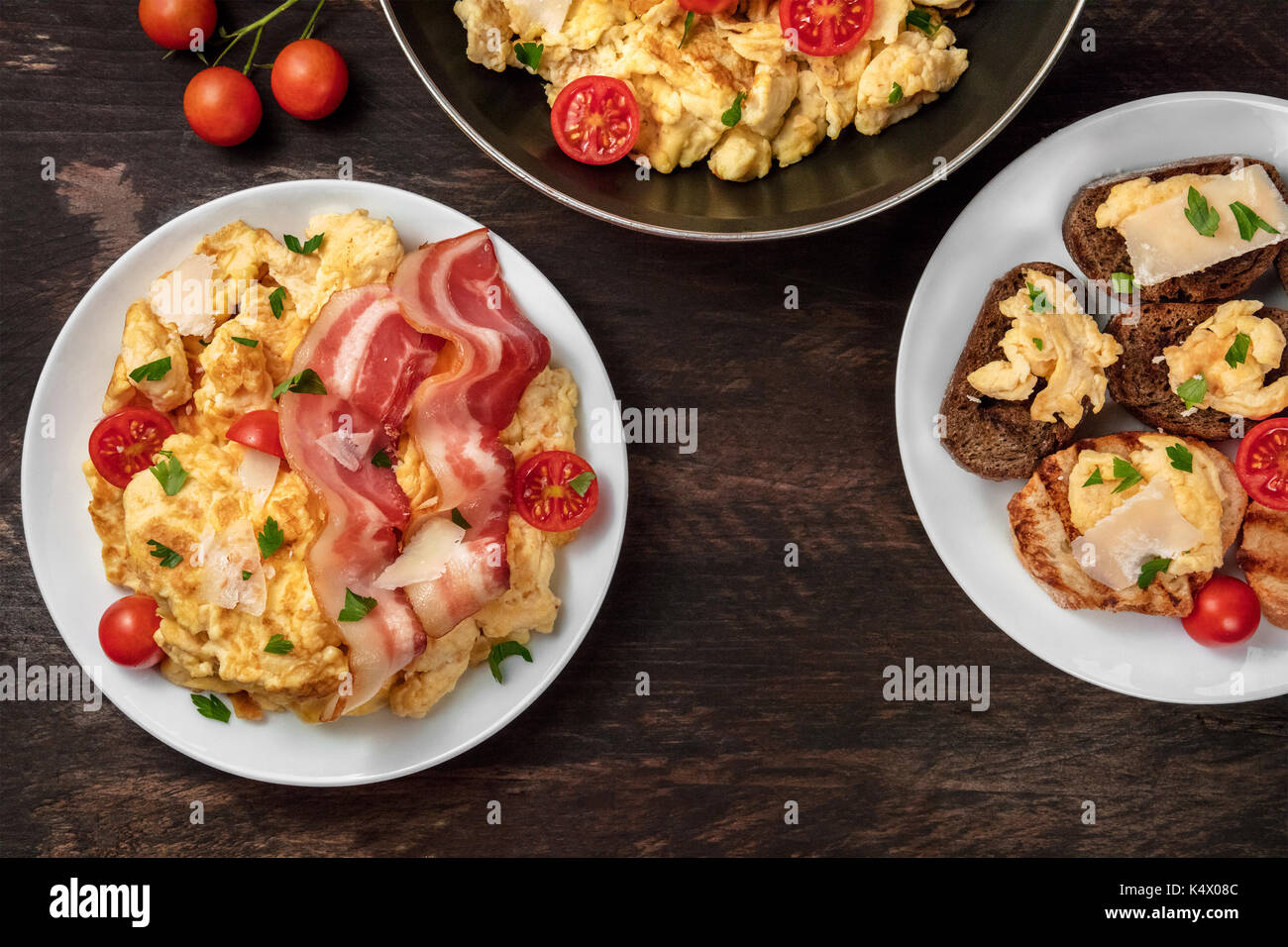 Overhead view scrambled eggs hi-res stock photography and images - Alamy