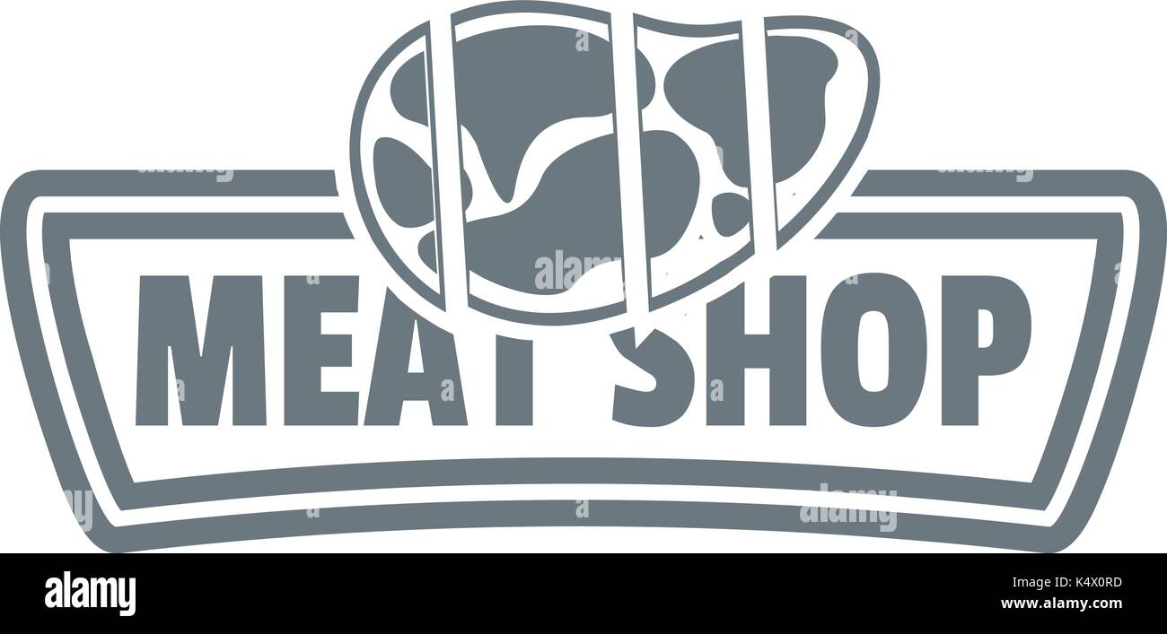 Meat shop logo, simple style Stock Vector