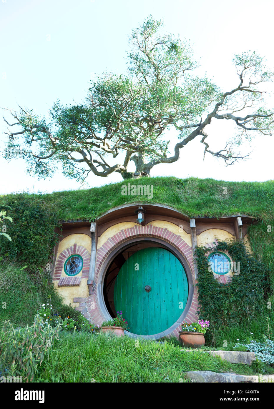 Close-up view of  the entrance to Bag End, Hobbiton Movie Set, Matamata, Waikato, New Zealand Stock Photo