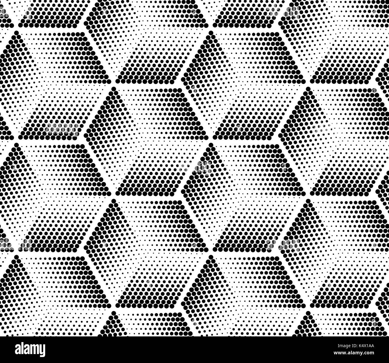 Seamless illustrated halftone pattern made of black dots on white Stock