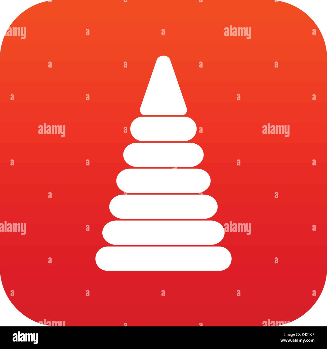 Pyramid built from plastic rings icon digital red Stock Vector Image ...