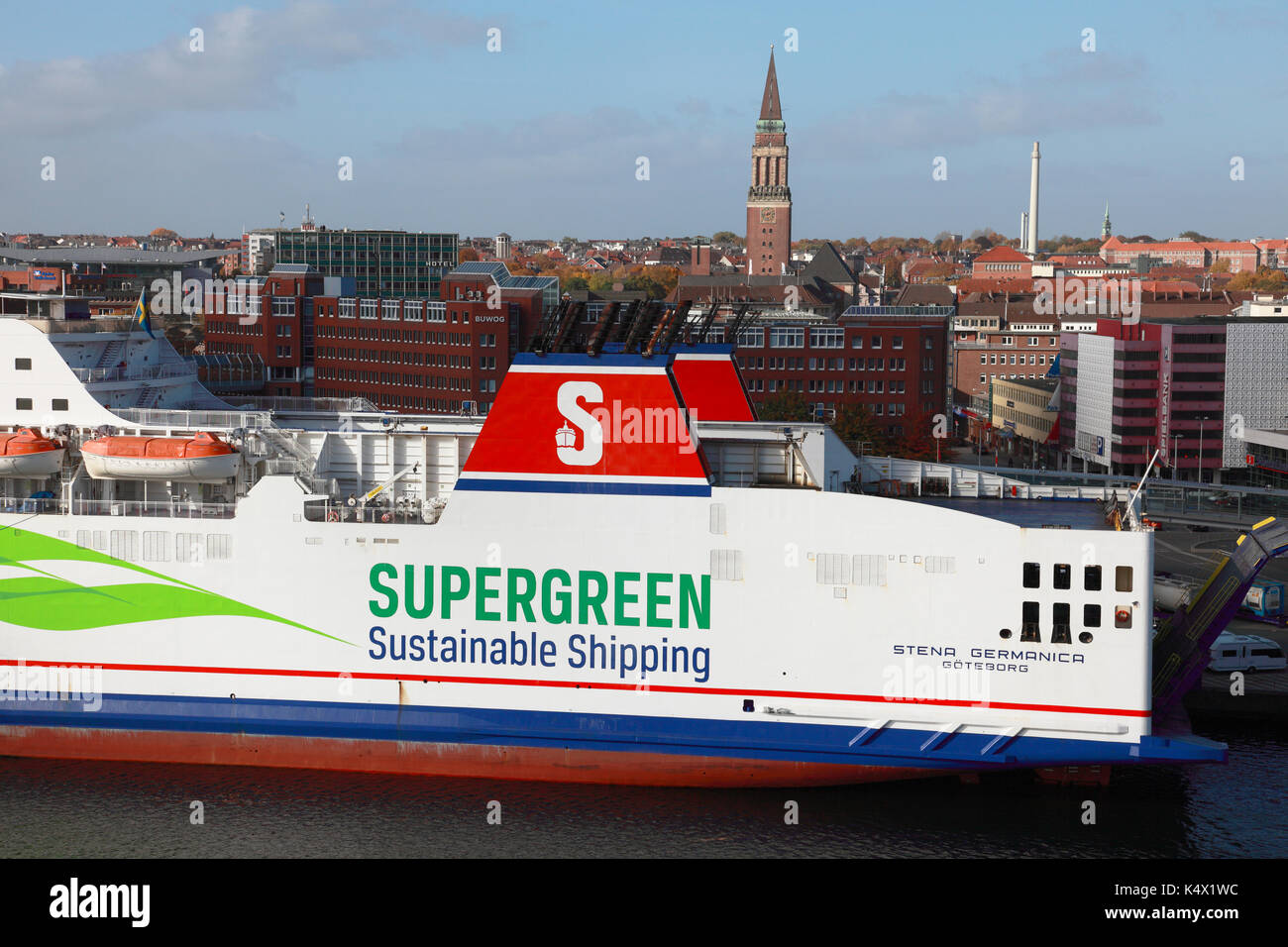 The Stena Line ferry Stena Germanica docked in Kiel harbour northern