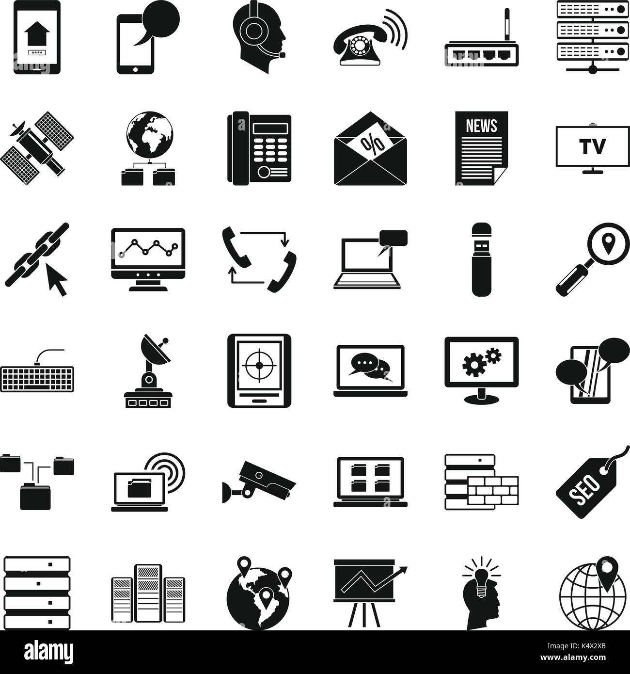 Communication icons set, simple style Stock Vector Image & Art - Alamy