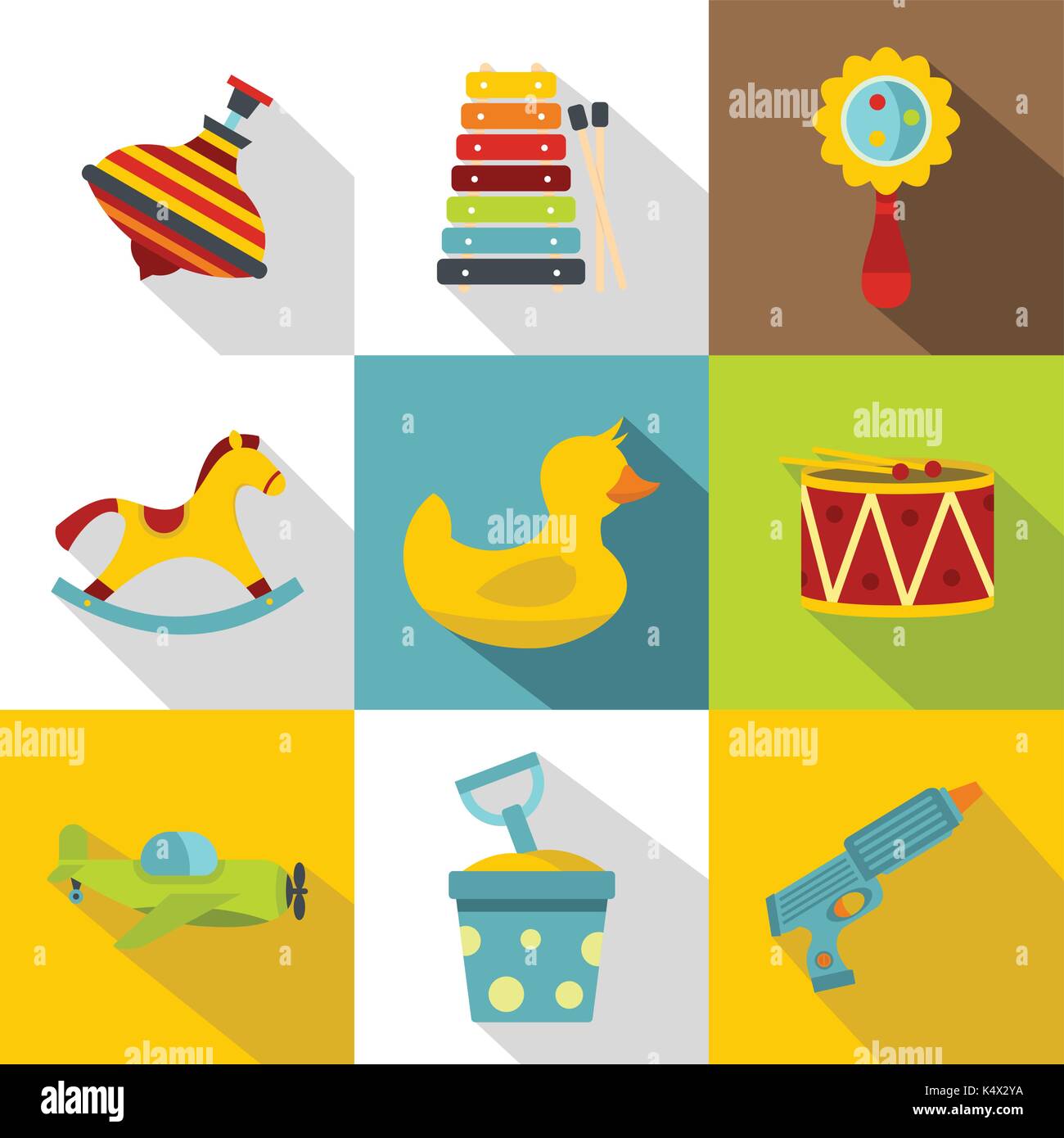 Baby toy icon set, flat style Stock Vector Image & Art Alamy