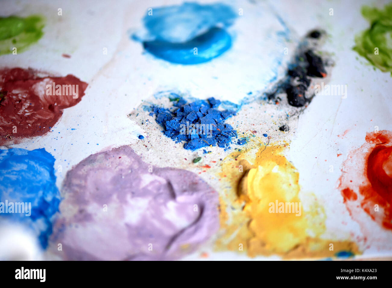 A colorful palette of colors, the artist's work.The creative process of ...